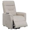 Beige Upholstered Power Lift Recliner with Storage Pocket