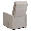Beige Upholstered Power Lift Recliner with Storage Pocket