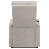 Beige Upholstered Power Lift Recliner with Storage Pocket