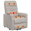 Beige Upholstered Power Lift Recliner with Storage Pocket