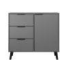 Storage Cabinet with 3 Drawers & Adjustable Shelf, Mid Century Cabinet with Door, Accent Cabinet for Living Room, Home Office, Entryway, Gray