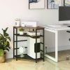 Corner Printer Stand Table With Power Outlet Charging Plugs USB Port Adjustable Storage Shelf Computer Tower CPU Stand Holder