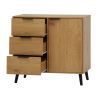 Storage Cabinet with 3 Drawers & Adjustable Shelf, Mid Century Cabinet with Door, Accent Cabinet for Living Room, Home Office, Entryway