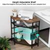 Corner Printer Stand Table With Power Outlet Charging Plugs USB Port Adjustable Storage Shelf Computer Tower CPU Stand Holder