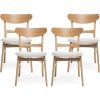 Dining Chairs |-f-| Light Beige Natural Oak Home Furniture Frederica Mid-Century Modern Dining Chairs (Set of 4) Interior Chair