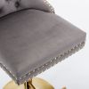 A&A Furniture,Thick Golden Swivel Velvet Barstools Adjusatble Seat Height from 25-33 Inch