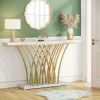 Tribesigns 59 inch Gold Console Table, Modern Entryway Table with Grid-Shaped Metal Base for Entrance, Hallway, Entryway