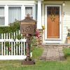 Cast Aluminum Mailbox with Post, Heavy Duty Postal Box with 2 Keys, Baffle Door, Expansion Bolts, Address Panel