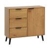 Storage Cabinet with 3 Drawers & Adjustable Shelf, Mid Century Cabinet with Door, Accent Cabinet for Living Room, Home Office, Entryway