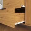 Storage Cabinet with 3 Drawers & Adjustable Shelf, Mid Century Cabinet with Door, Accent Cabinet for Living Room, Home Office, Entryway