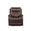 Compact Dual-Power Recliner - Contemporary Styling, Walnut Leatherette - Power Footrest, Power Headrest, USB Charging