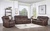 Compact Dual-Power Recliner - Contemporary Styling, Walnut Leatherette - Power Footrest, Power Headrest, USB Charging