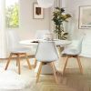 Dining Chairs Set of 4, Dining Room,Kitchen , Mid Modern chairs, PU Leather Upholstered with Wood Legs,Kitchen&Dining Room,White