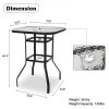 31 Inch Patio Bar Table, Square Outdoor Bar Height Bistro Table with Tempered Glass Tabletop & Umbrella Hole