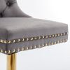 A&A Furniture,Thick Golden Swivel Velvet Barstools Adjusatble Seat Height from 25-33 Inch