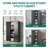 72"H Metal Garage Storage Cabinet, Black Tool Steel Locking Cabinet with Doors and 4 Shelves