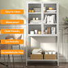59"H Heavy Duty Metal Storage Cabinet, Display Storage Cabinet with Glass Doors and 2 Adjustable Shelves