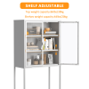 59"H Heavy Duty Metal Storage Cabinet, Display Storage Cabinet with Glass Doors and 2 Adjustable Shelves