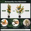 Artificial Camellia Tree, 35in Faux Camellia Plant in Pot with Orange Flowers for Spring Home Front Door Outdoor Indoor Decoration