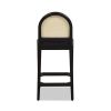 Panama 26.5" Curved Back Cane Rattan Counter Stool, Set of 2, Ebony Black Boucle