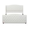 Marcella Upholstered Shelter Headboard Bed Set, King, Antique White Polyester