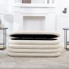 Fuji 49" Upholstered Oval Storage Bench, Ivory White Boucle