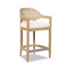 Americana Mid-Century Modern 26" Cane Back Counter Stool, Ivory White Boucle