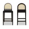 Panama 26.5" Curved Back Cane Rattan Counter Stool, Set of 2, Ebony Black Boucle