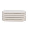 Fuji 49" Upholstered Oval Storage Bench, Ivory White Boucle