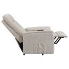 Beige Upholstered Power Lift Recliner with Storage Pocket
