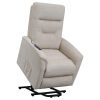 Beige Upholstered Power Lift Recliner with Storage Pocket