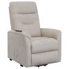 Beige Upholstered Power Lift Recliner with Storage Pocket