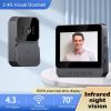 4.3 inch IPS Color Screen Digital Doorbell Video Intercom Wireless Door Bell 1080P IR Night Vision Video Camera for Home Office