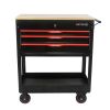 3 DRAWERS MULTIFUNCTIONAL TOOL CART WITH WHEELS AND WOODEN TOP