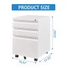 3 Drawer Mobile File Cabinet with Lock,Metal Filing Cabinets for Home Office Organizer Letters/Legal/A4,Fully Assembled,White