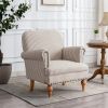 Linen Accent Chairs Set Of 2 With Nailhead Trim & Wood Legs Comfy Upholstered , living Room Chairs