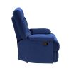 Reclining Chair Blue Velvet Upholstery Square Tufted Back Pillowtop Arms Solid Wood Furniture Modern Living Room Recliner 1pc