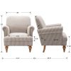 Linen Accent Chairs Set Of 2 With Nailhead Trim & Wood Legs Comfy Upholstered , living Room Chairs