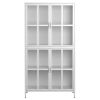 Premium Metal Storage Cabinet with Tempered Glass Doors,Sideboards & Buffets, Adjustable Shelves, Anti-Tipping Device, Magnetic Silent Closure