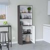 Home 2-Door Bookcase, Modern Storage Unit with Dual Doors and Multi-Tier Shelves -Matt Gray / White -Office