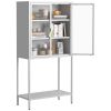 59"H Heavy Duty Metal Storage Cabinet, Display Storage Cabinet with Glass Doors and 2 Adjustable Shelves
