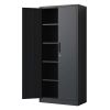 72"H Metal Garage Storage Cabinet, Black Tool Steel Locking Cabinet with Doors and 4 Shelves