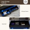 Modern Lift Top Coffee Table, High Glossy Coffee Table with 16 Colors LED Lights, Lift top Coffee Table with 2 Drawers