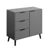 Storage Cabinet with 3 Drawers & Adjustable Shelf, Mid Century Cabinet with Door, Accent Cabinet for Living Room, Home Office, Entryway, Gray