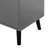 Storage Cabinet with 3 Drawers & Adjustable Shelf, Mid Century Cabinet with Door, Accent Cabinet for Living Room, Home Office, Entryway, Gray