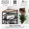 Corner Printer Stand Table With Power Outlet Charging Plugs USB Port Adjustable Storage Shelf Computer Tower CPU Stand Holder