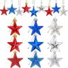 36Pcs Patriotic Star Ornaments Memorial Day Independence Day Labor Day Veterans Day Decorations for Home Party Christmas Tree Decor; Blue Red and Silv
