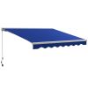 Outsunny 13' x 10' Electric Awning with LED Lights, Retractable Awning, UV40+ Sun Shade Shelter with Remote Controller and Crank Handle for Deck