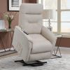 Beige Upholstered Power Lift Recliner with Storage Pocket