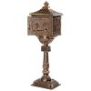 Cast Aluminum Mailbox with Post, Heavy Duty Postal Box with 2 Keys, Baffle Door, Expansion Bolts, Address Panel